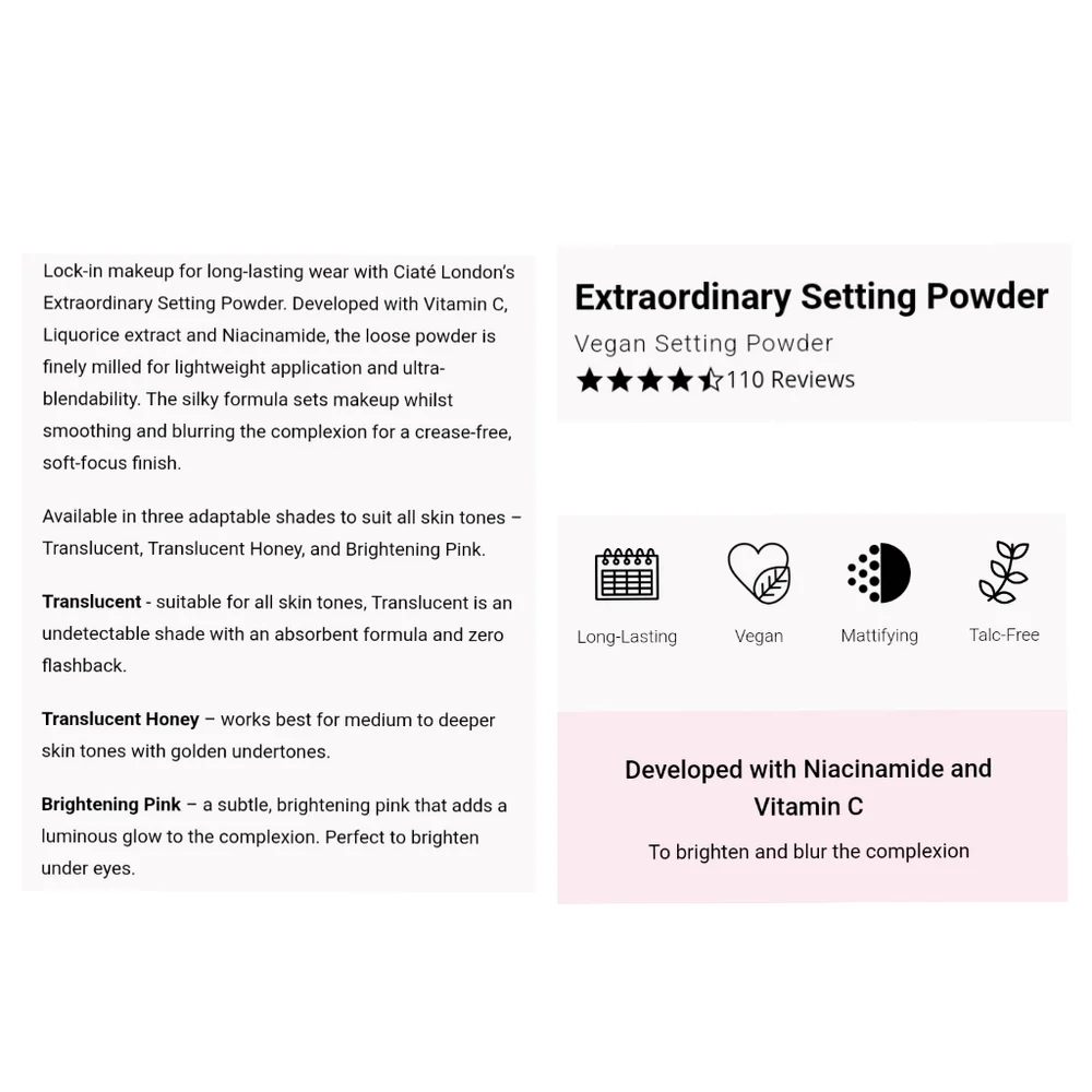 🎉3•$13/4•$16🎉 CIATE Extraordinary Loose Setting Powder Translucent Honey